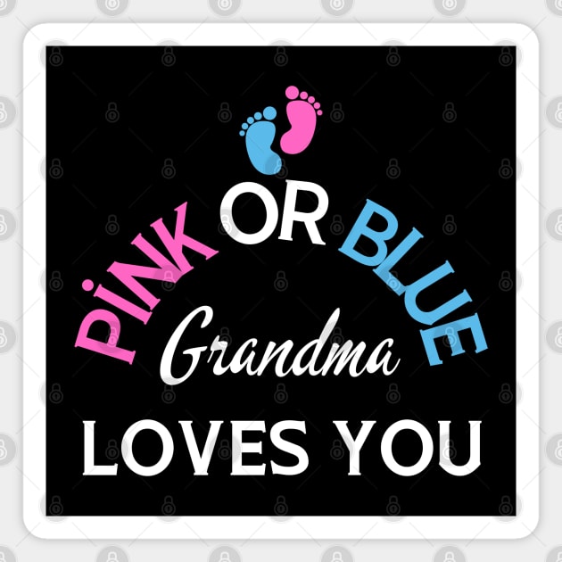 Pink Or Blue Grandma Loves You Magnet by HobbyAndArt